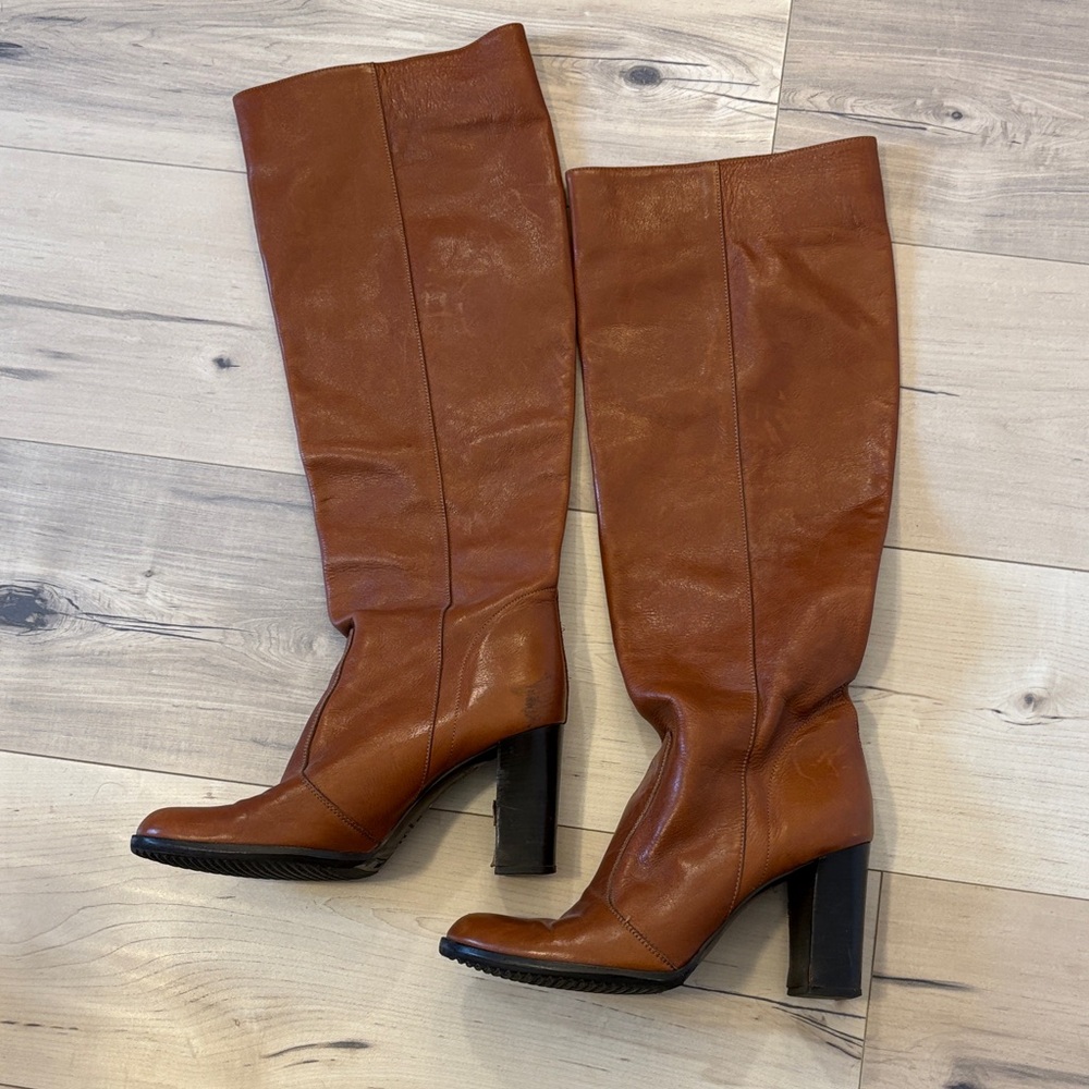 Genuine Leather Elegant Brown Knee-High Women's Boots